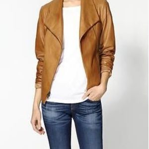 Vince Leather Tan Scuba Jacket